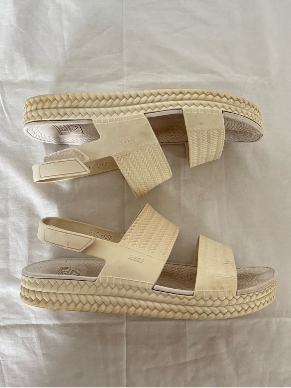 Reef Cream Braided-Platform Slingback Sandals